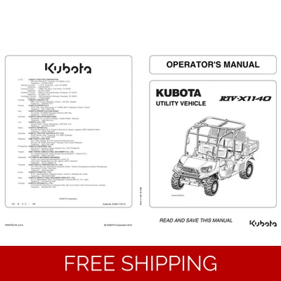 KUBOTA RTV X1140 OPERATORS MAINTENANCE MANUAL